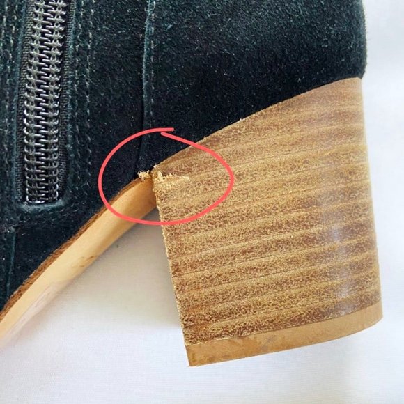 Aldo Black Suede Leather Open Toe Stacked Heel Shoes Heels 6 - Picture 10 of 11